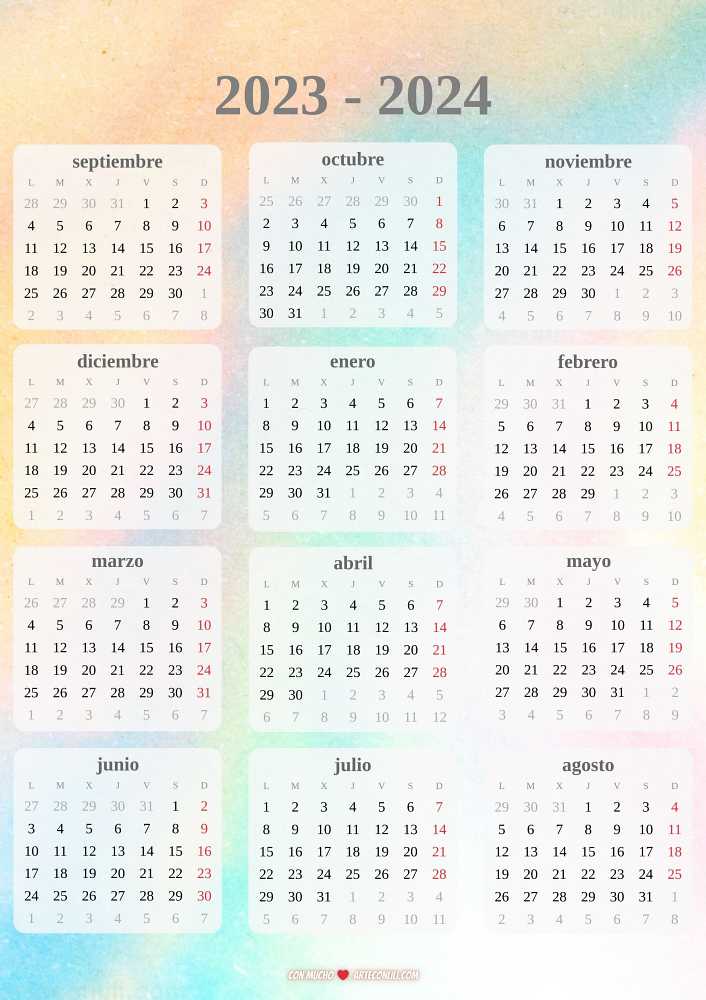 calendario escolar 2023 2024 septiembre agosto aesthetic6