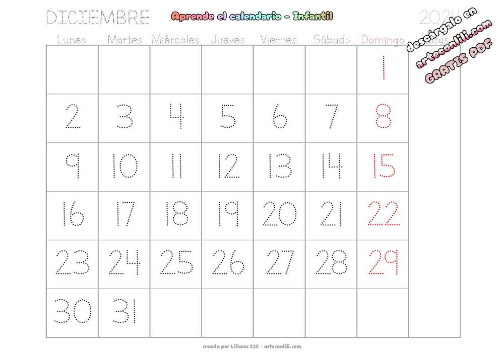 calendario infantil 2024 14 12 Diciembre 01