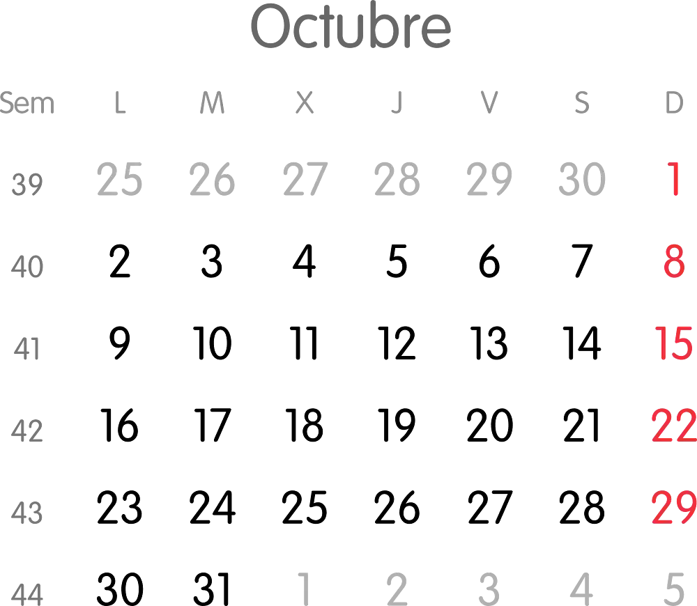 calendario 2023 octubre